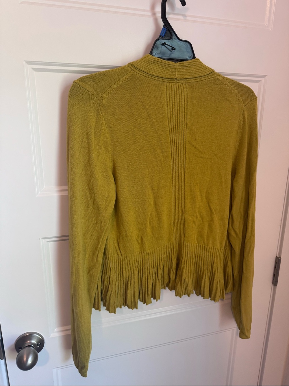 Women’s Open Front Ruffle Hem Sweater Cardigan - mustard - Picture 4 of 4
